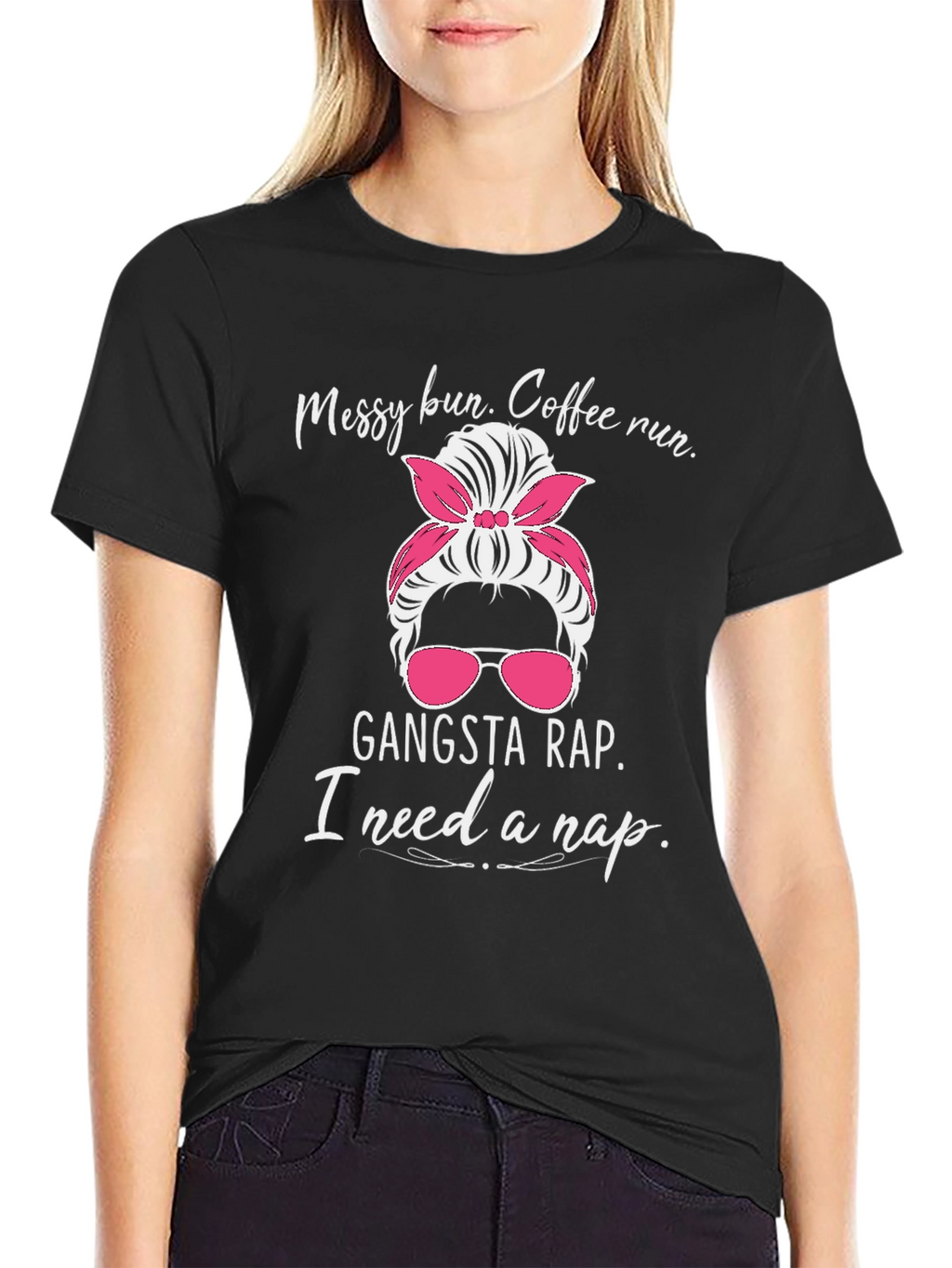 Messy Bun Coffee Run Graphic T-Shirt
