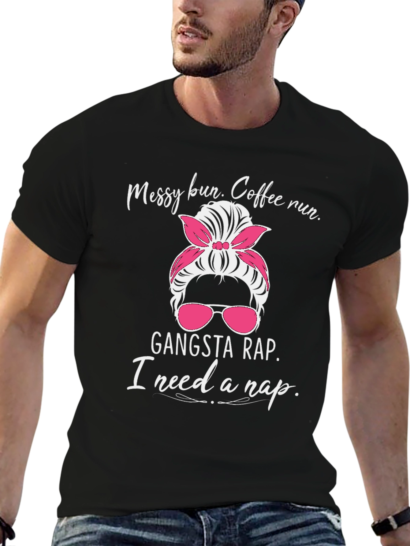Messy Bun Coffee Run Graphic T-Shirt