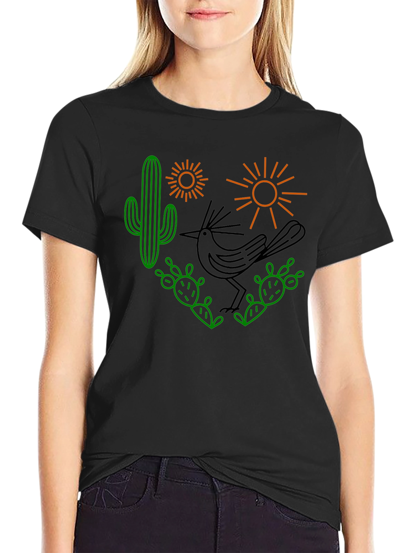 Desert Graphic Tee - Roadrunner Cactus Sun Shirt