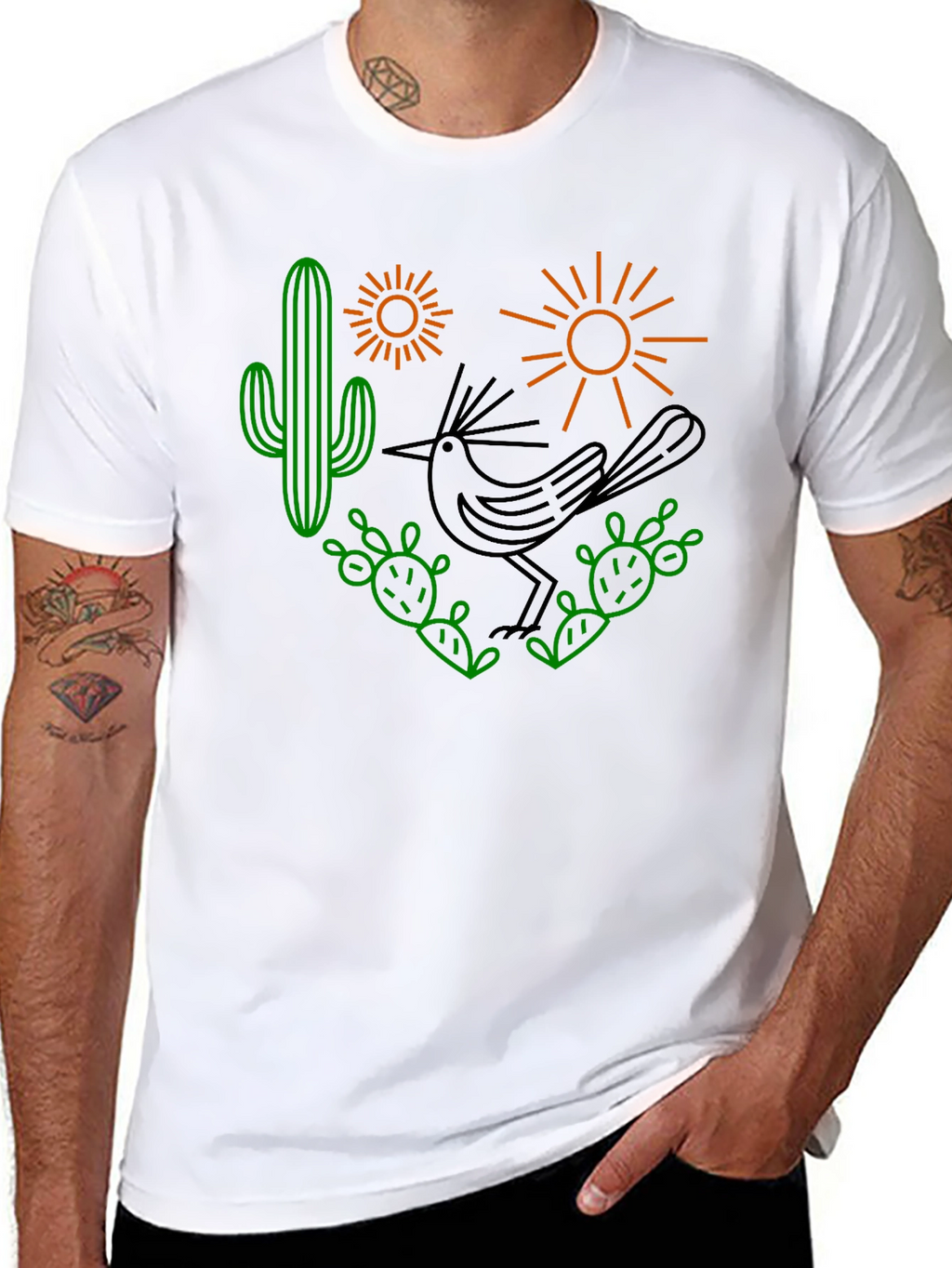 Desert Graphic Tee - Roadrunner Cactus Sun Shirt