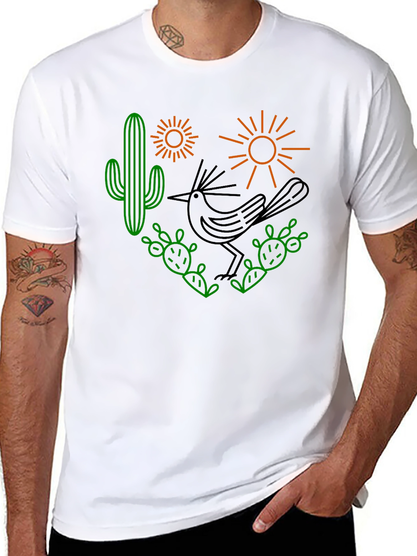 Desert Graphic Tee - Roadrunner Cactus Sun Shirt