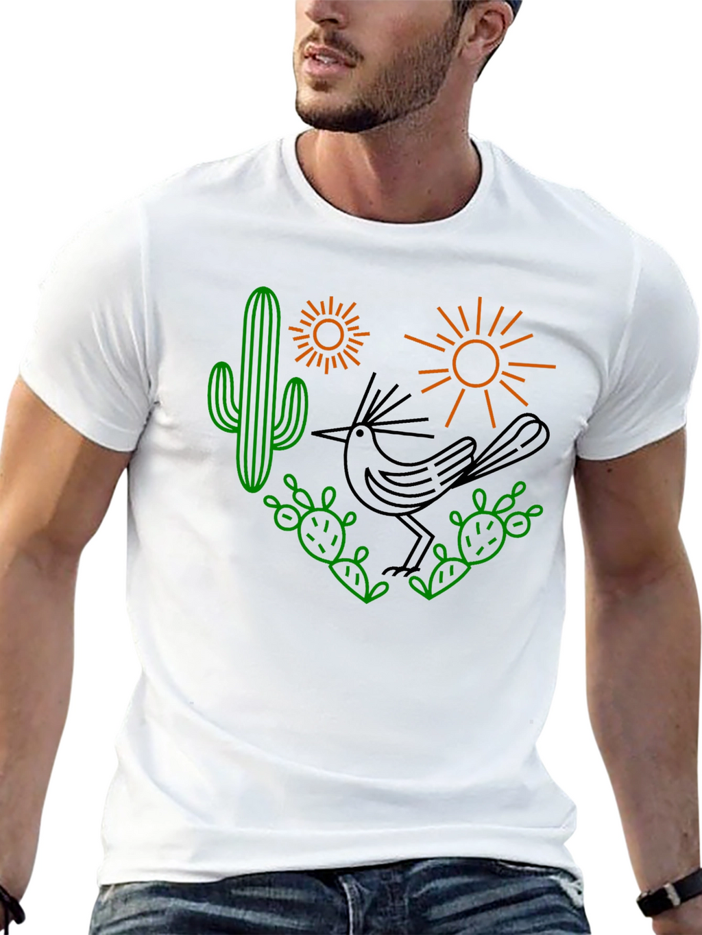 Desert Graphic Tee - Roadrunner Cactus Sun Shirt