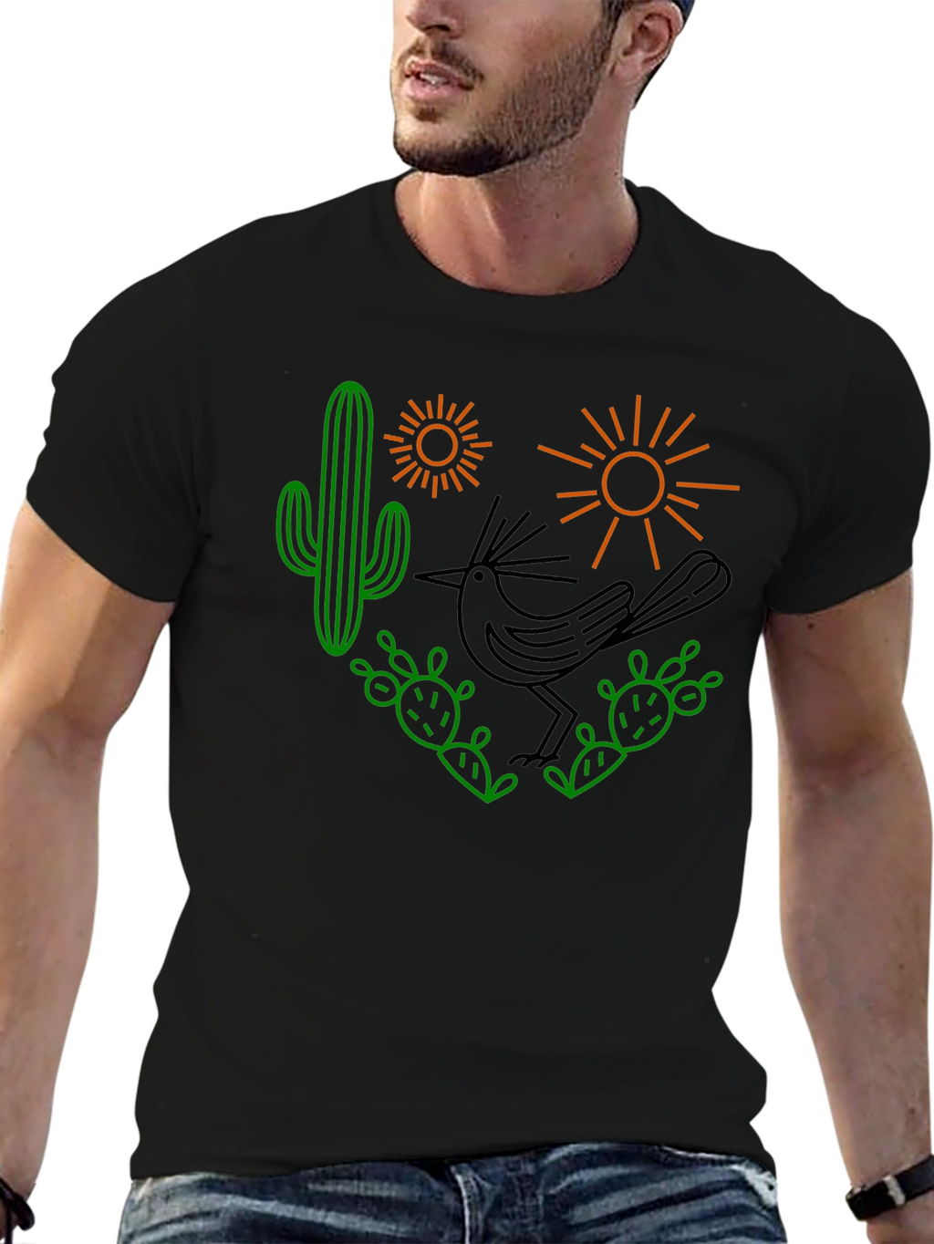 Desert Graphic Tee - Roadrunner Cactus Sun Shirt
