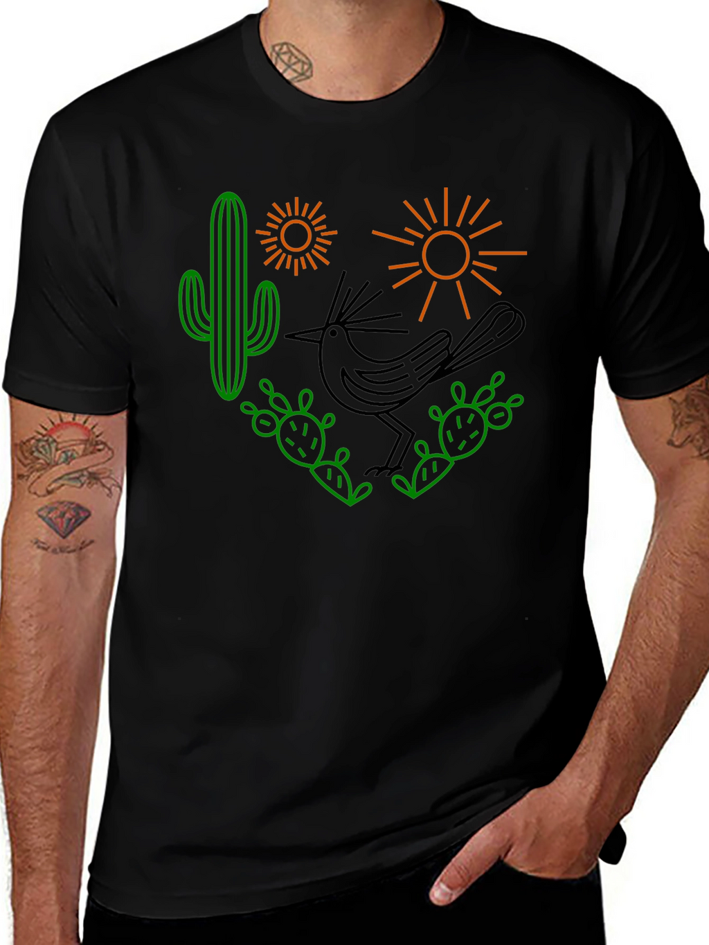 Desert Graphic Tee - Roadrunner Cactus Sun Shirt
