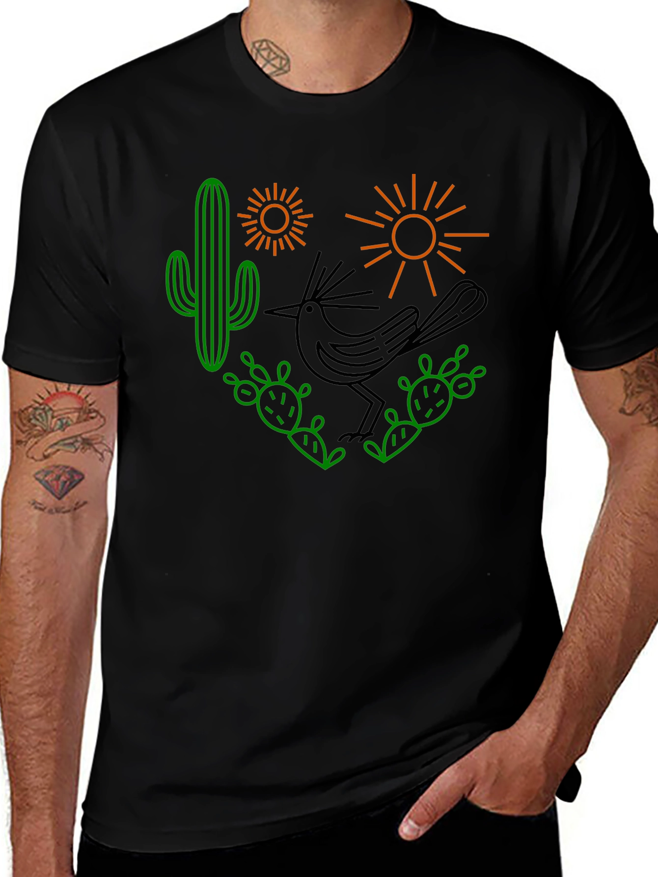Desert Graphic Tee - Roadrunner Cactus Sun Shirt
