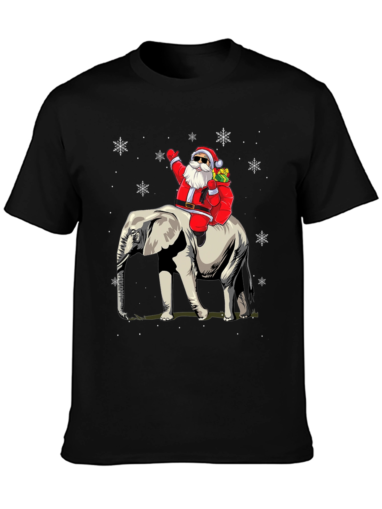 Santa Riding Elephant Christmas T-Shirt