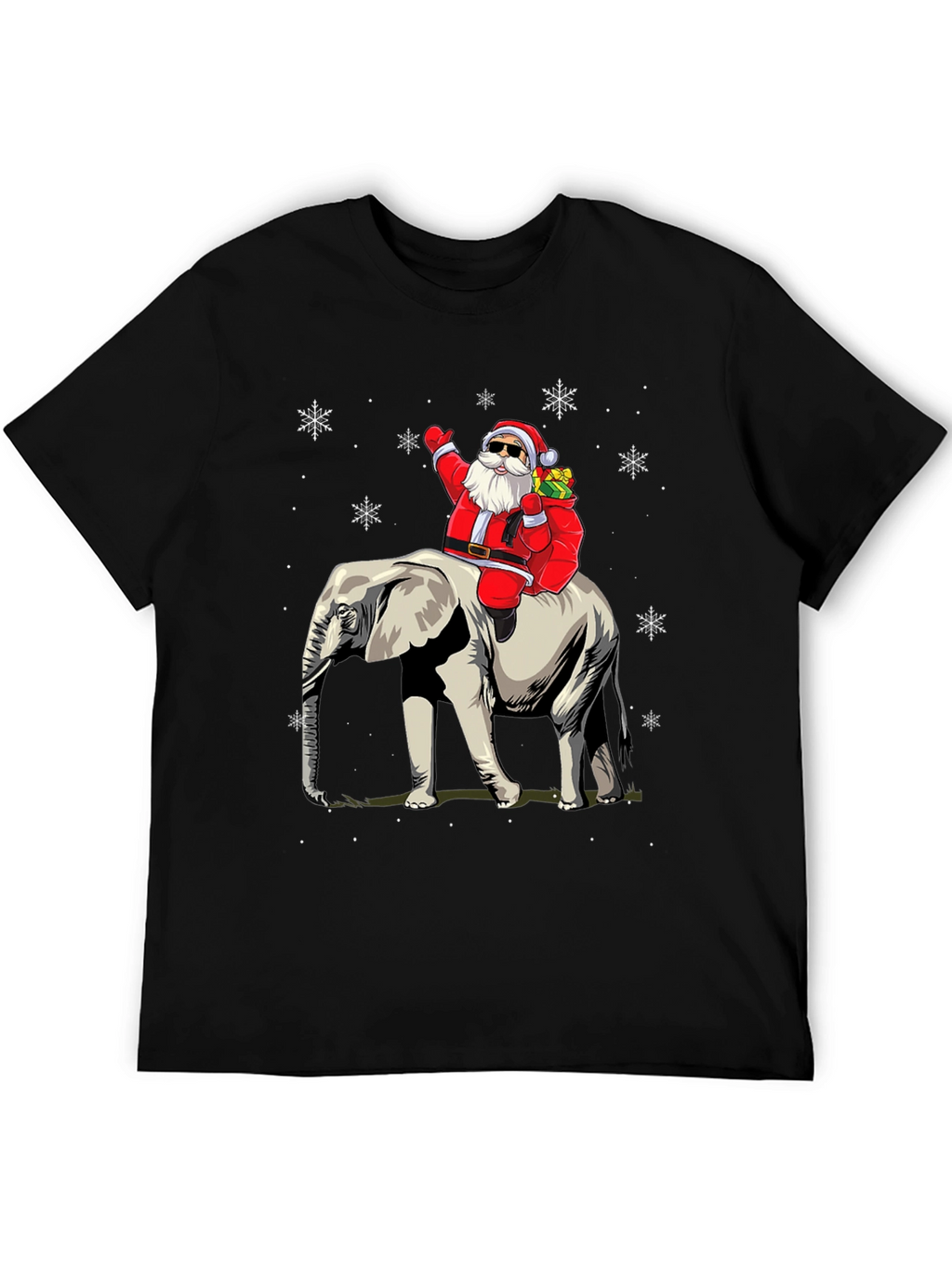 Santa Riding Elephant Christmas T-Shirt