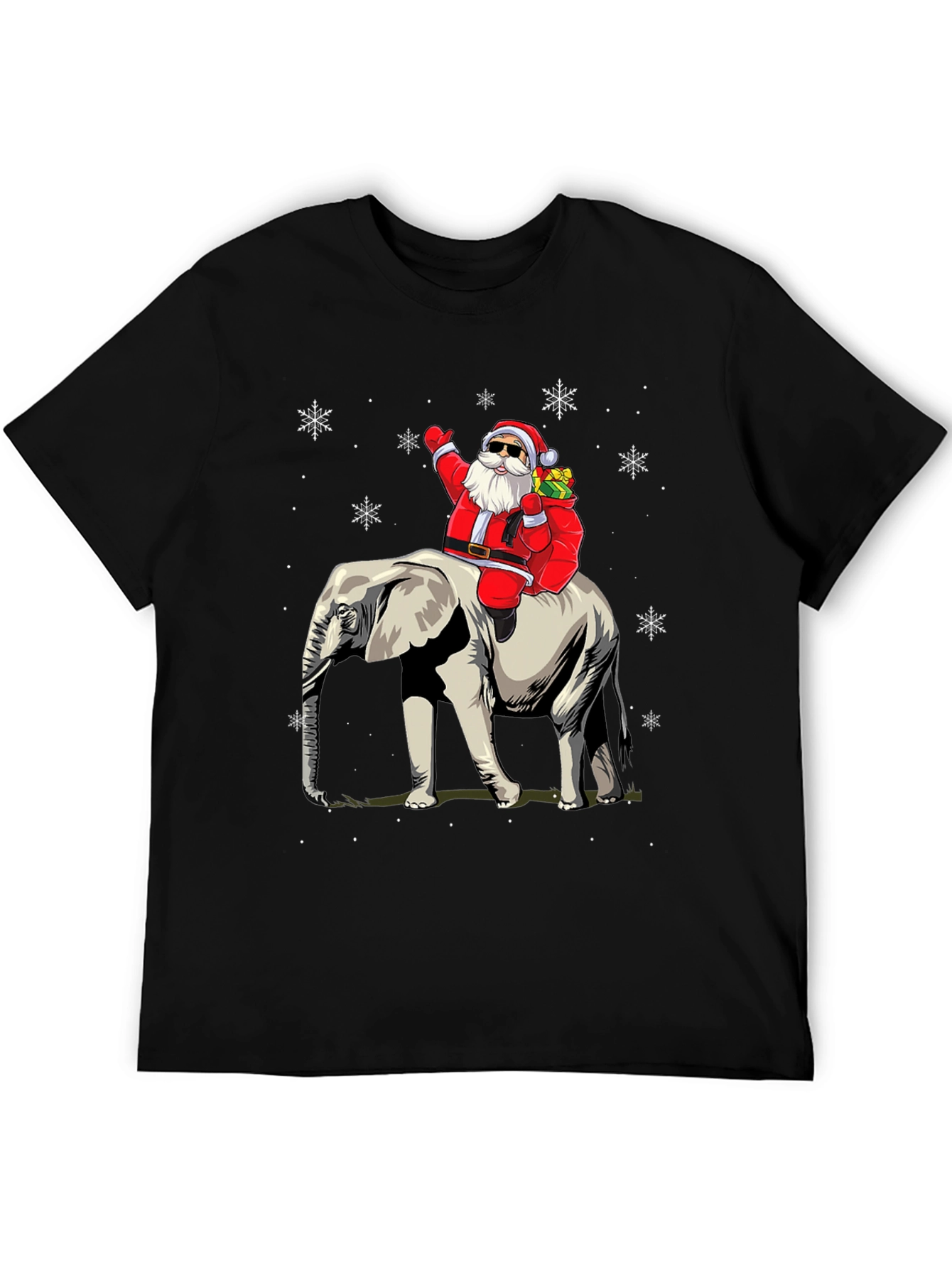 Santa Riding Elephant Christmas T-Shirt