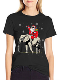 Santa Riding Elephant Christmas T-Shirt