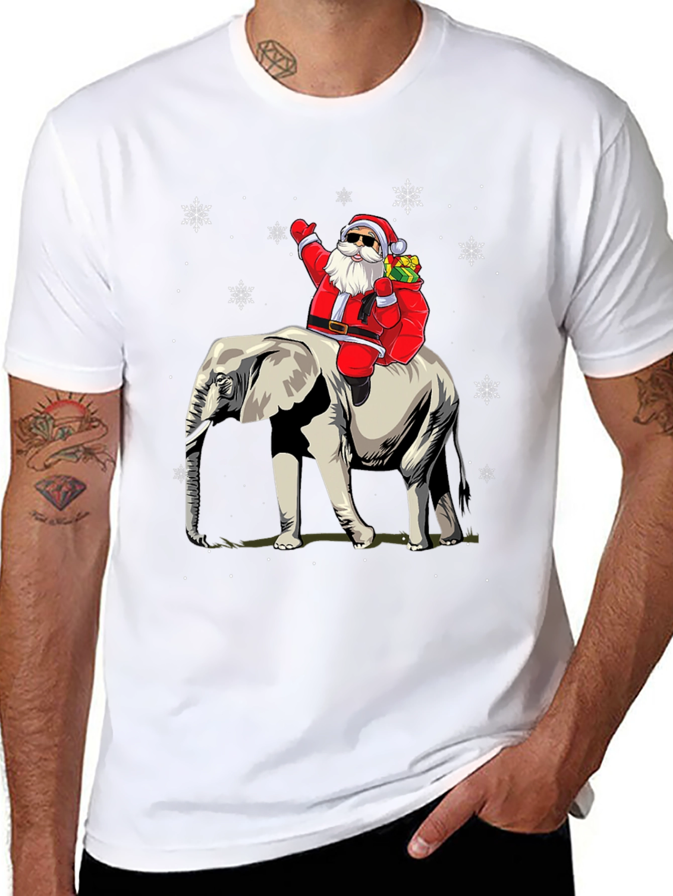 Santa Riding Elephant Christmas T-Shirt