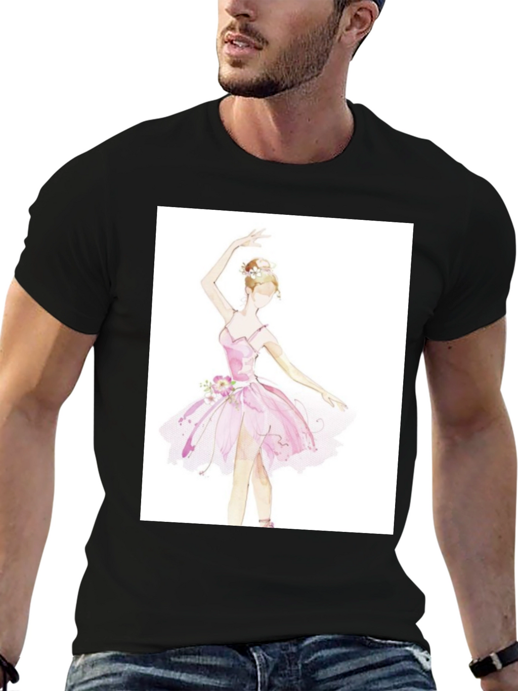 Ballerina Graphic Tee - Black Cotton T-Shirt