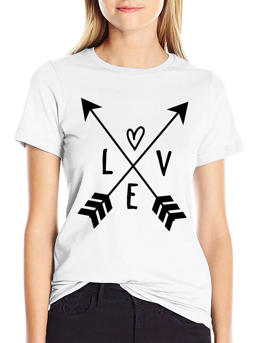 Love Arrow Graphic Black T-Shirt