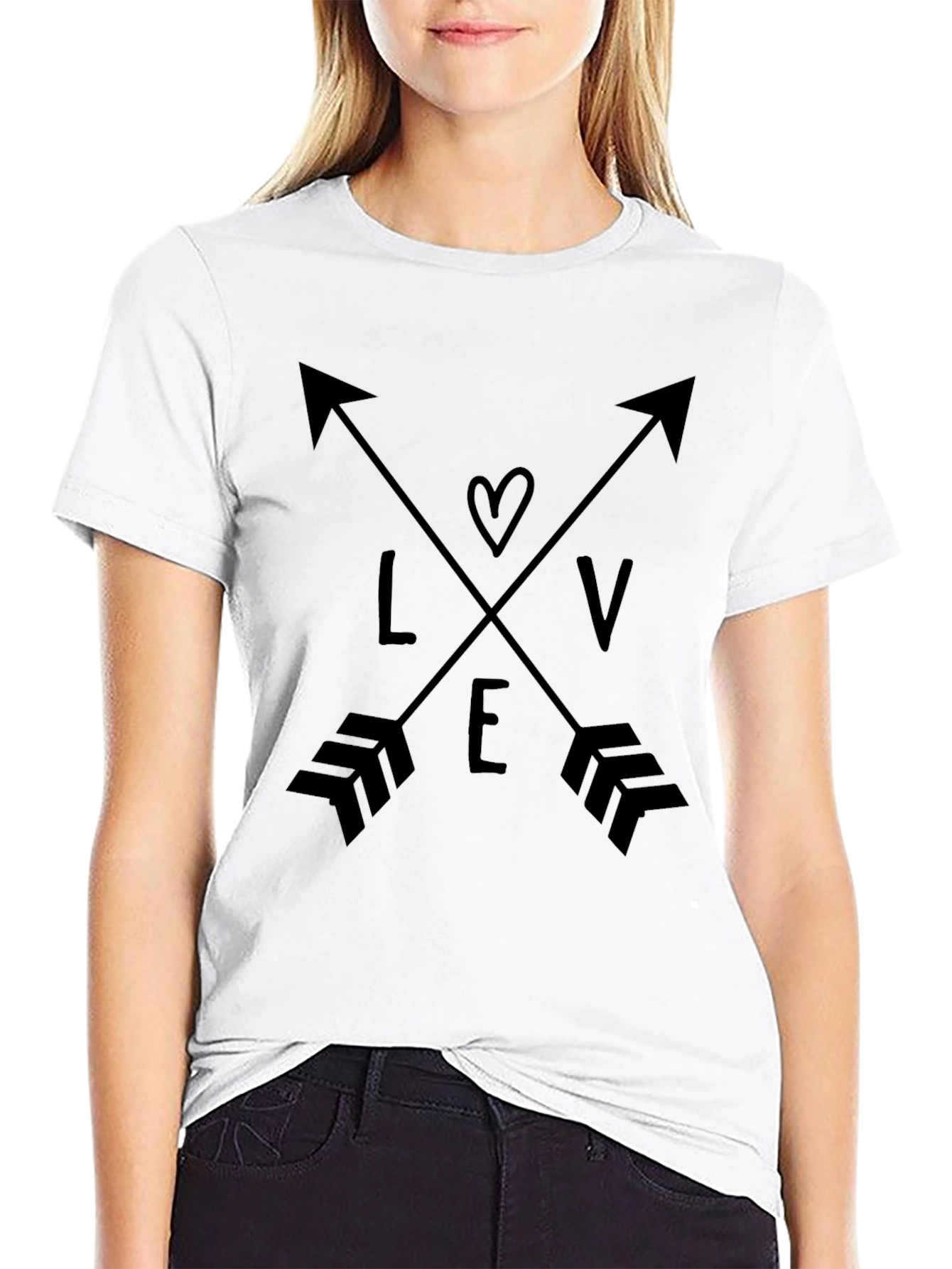 Love Arrow Graphic Black T-Shirt