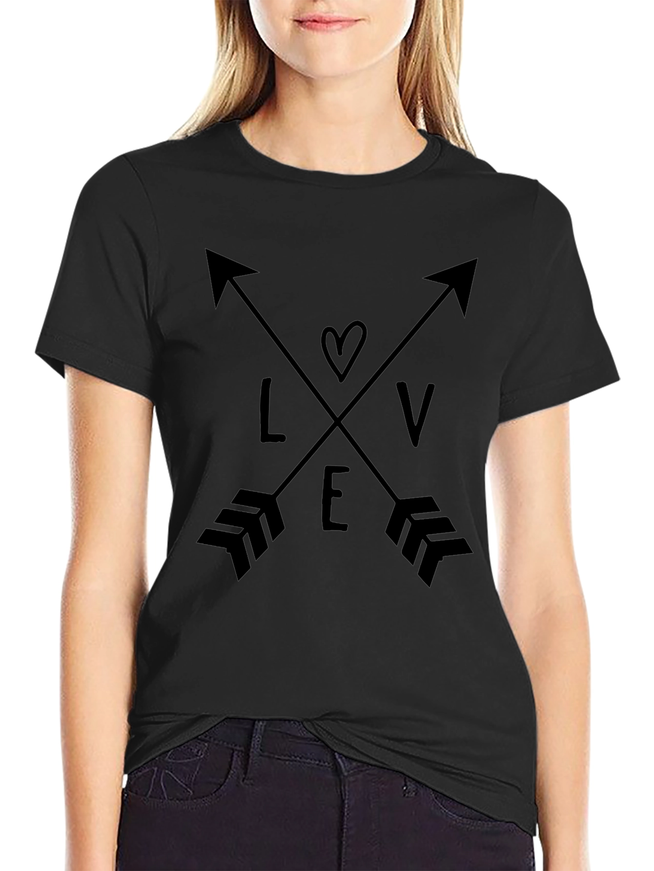 Love Arrow Graphic Black T-Shirt