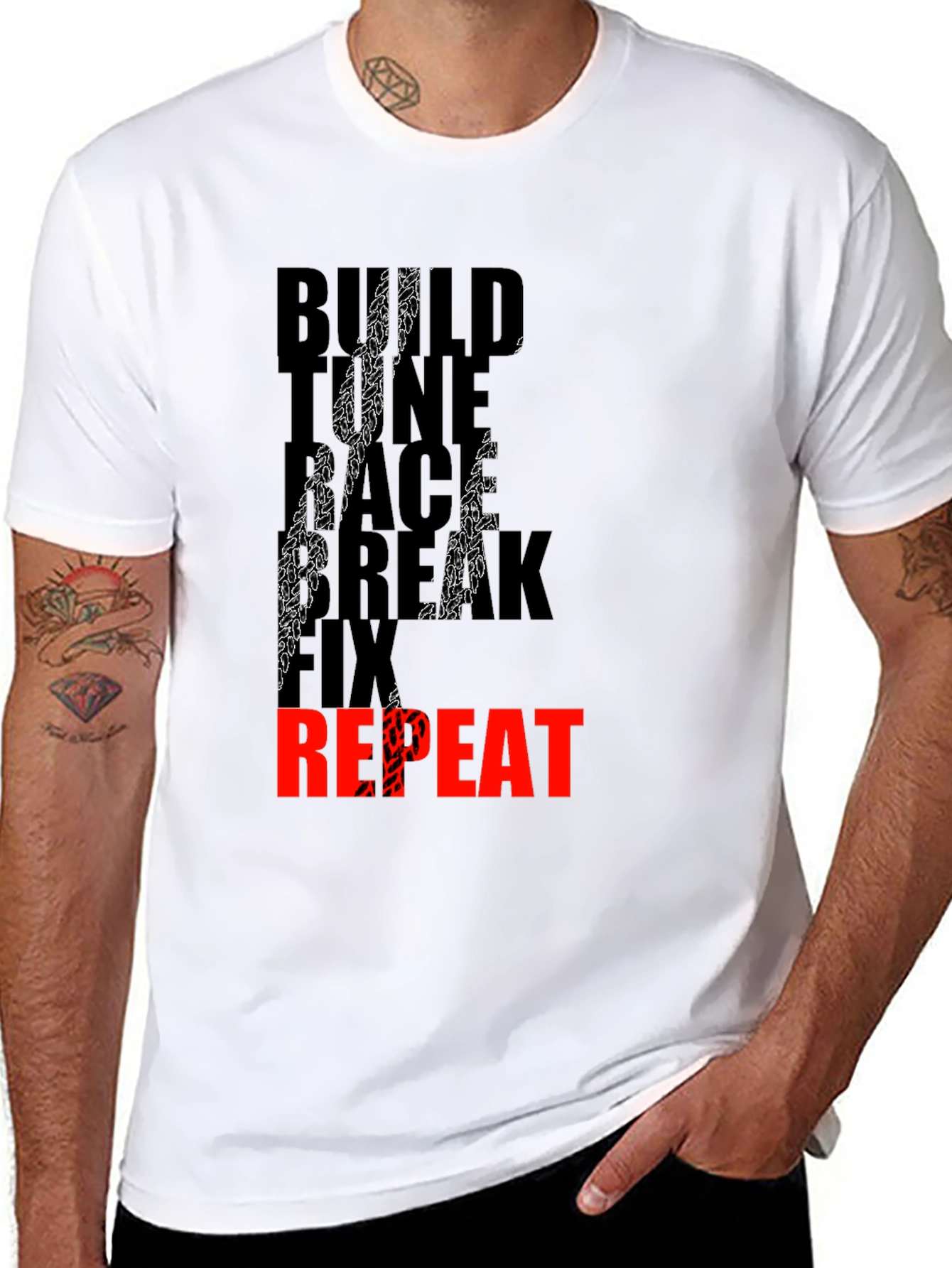 Build Race Break Fix Repeat Mens T-Shirt