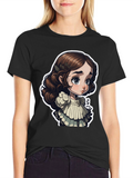 Cute Cartoon Girl Black T-Shirt