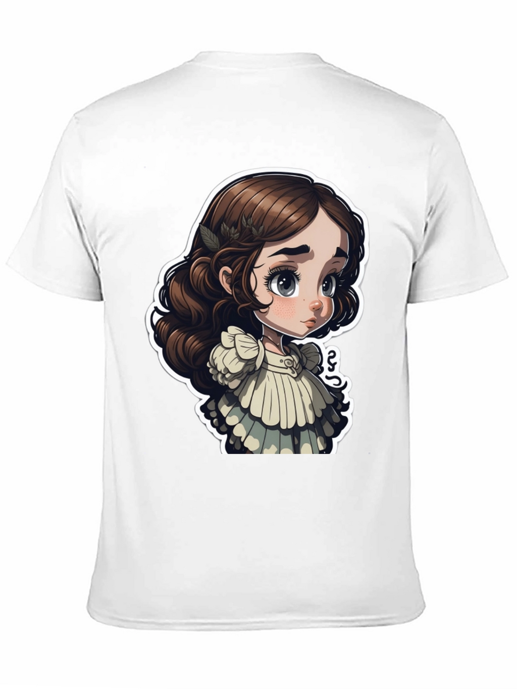 Cute Cartoon Girl Black T-Shirt