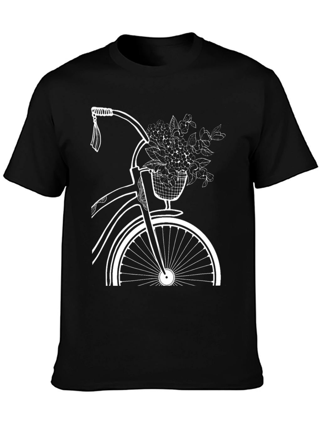 Black Bicycle and Flower Graphic Tee