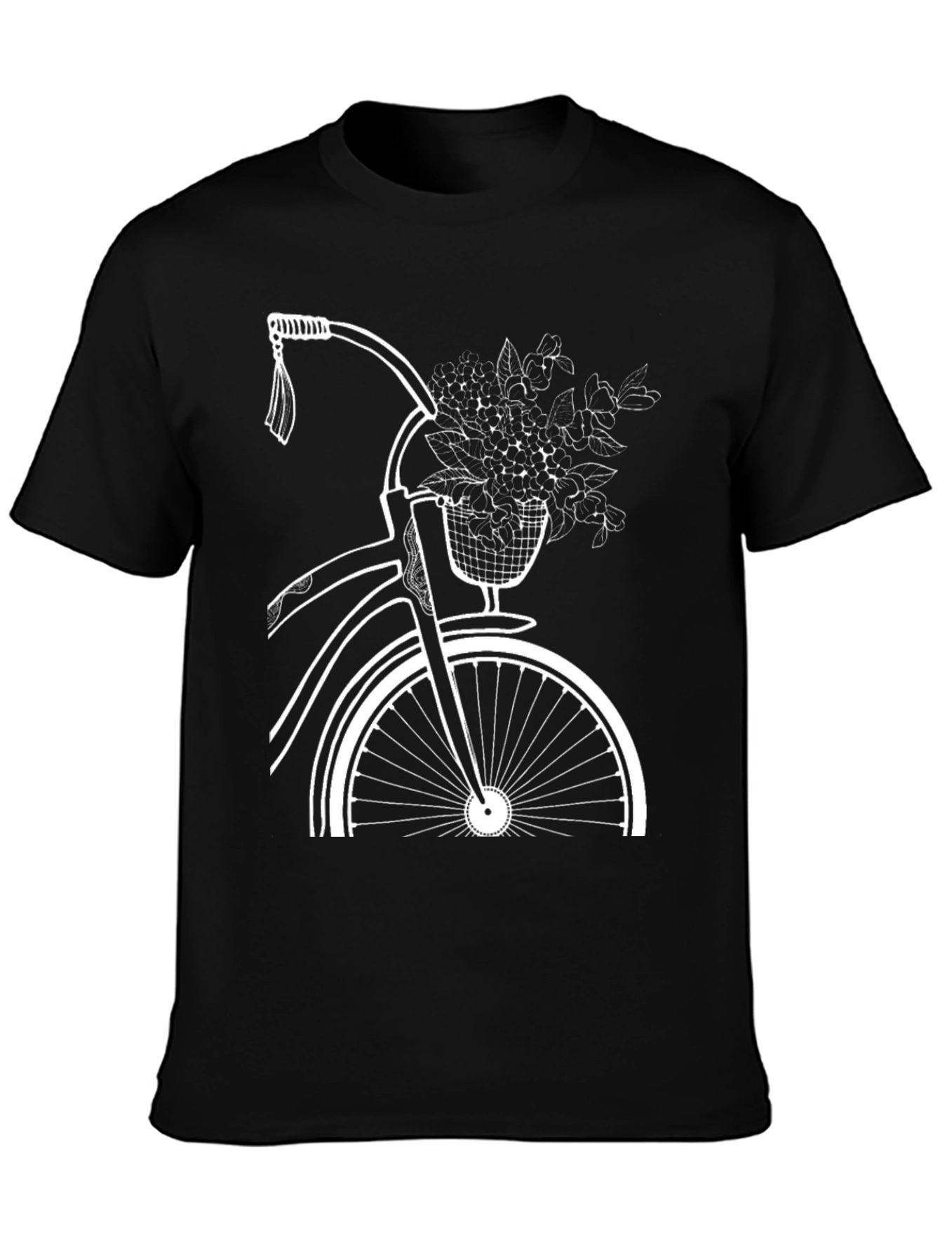 Black Bicycle and Flower Graphic Tee