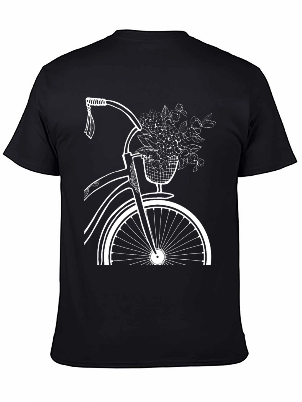 Black Bicycle and Flower Graphic Tee