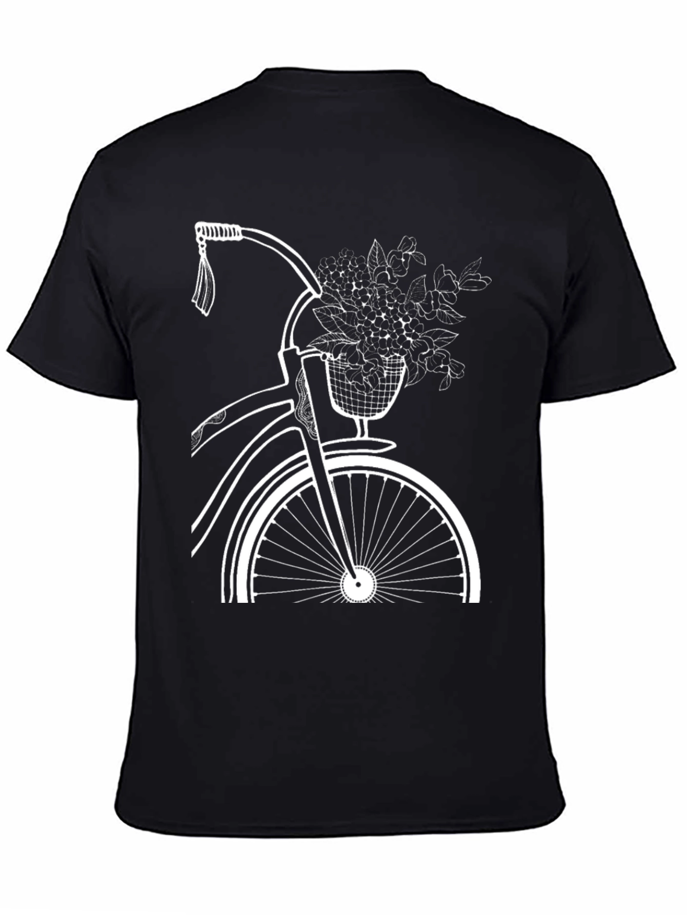 Black Bicycle and Flower Graphic Tee