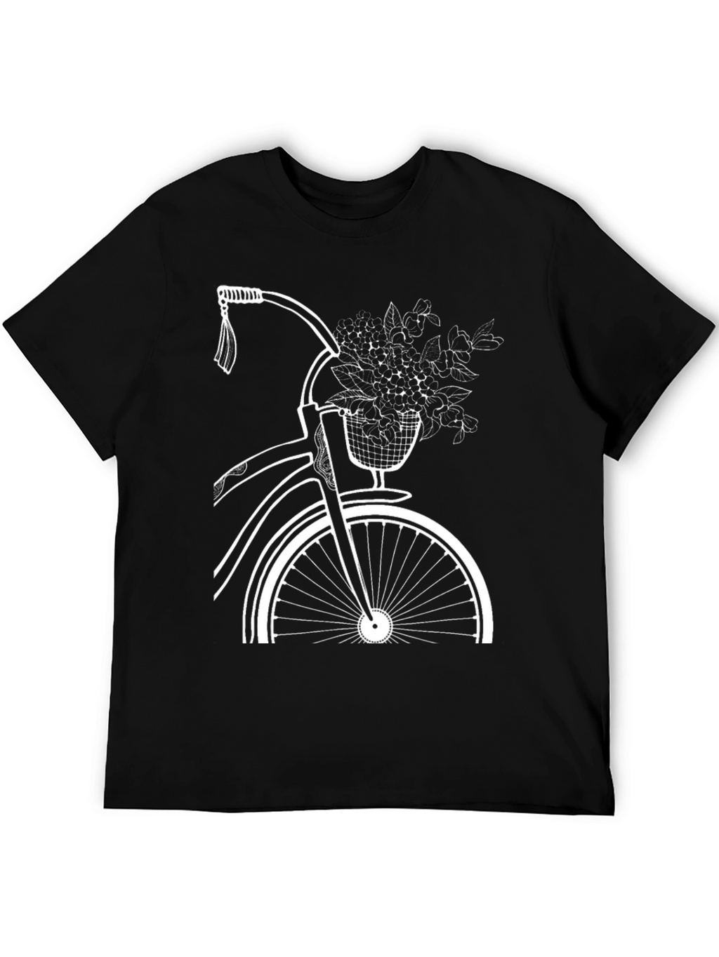 Black Bicycle and Flower Graphic Tee