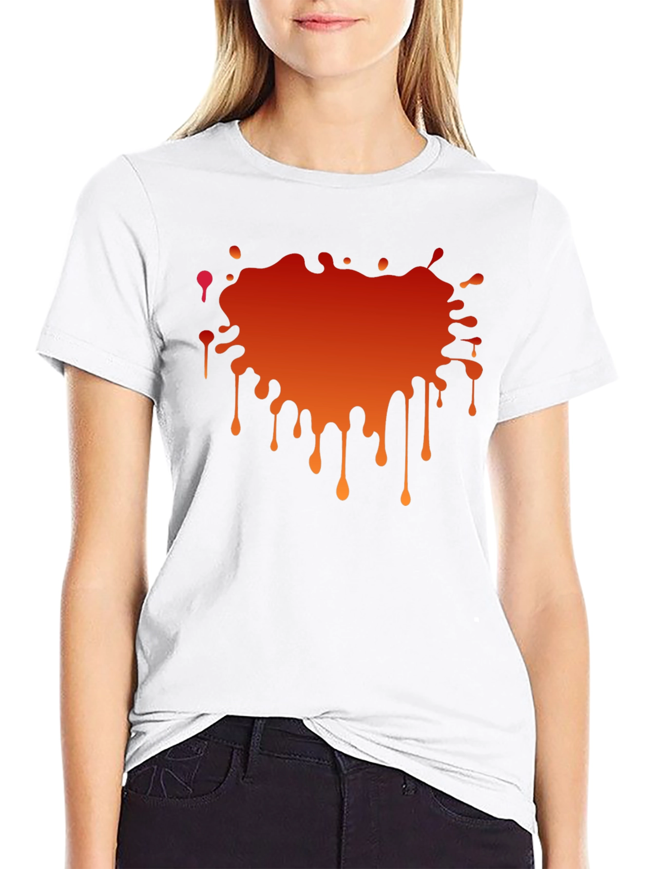 Black T-Shirt with Abstract Orange Gradient Graphic
