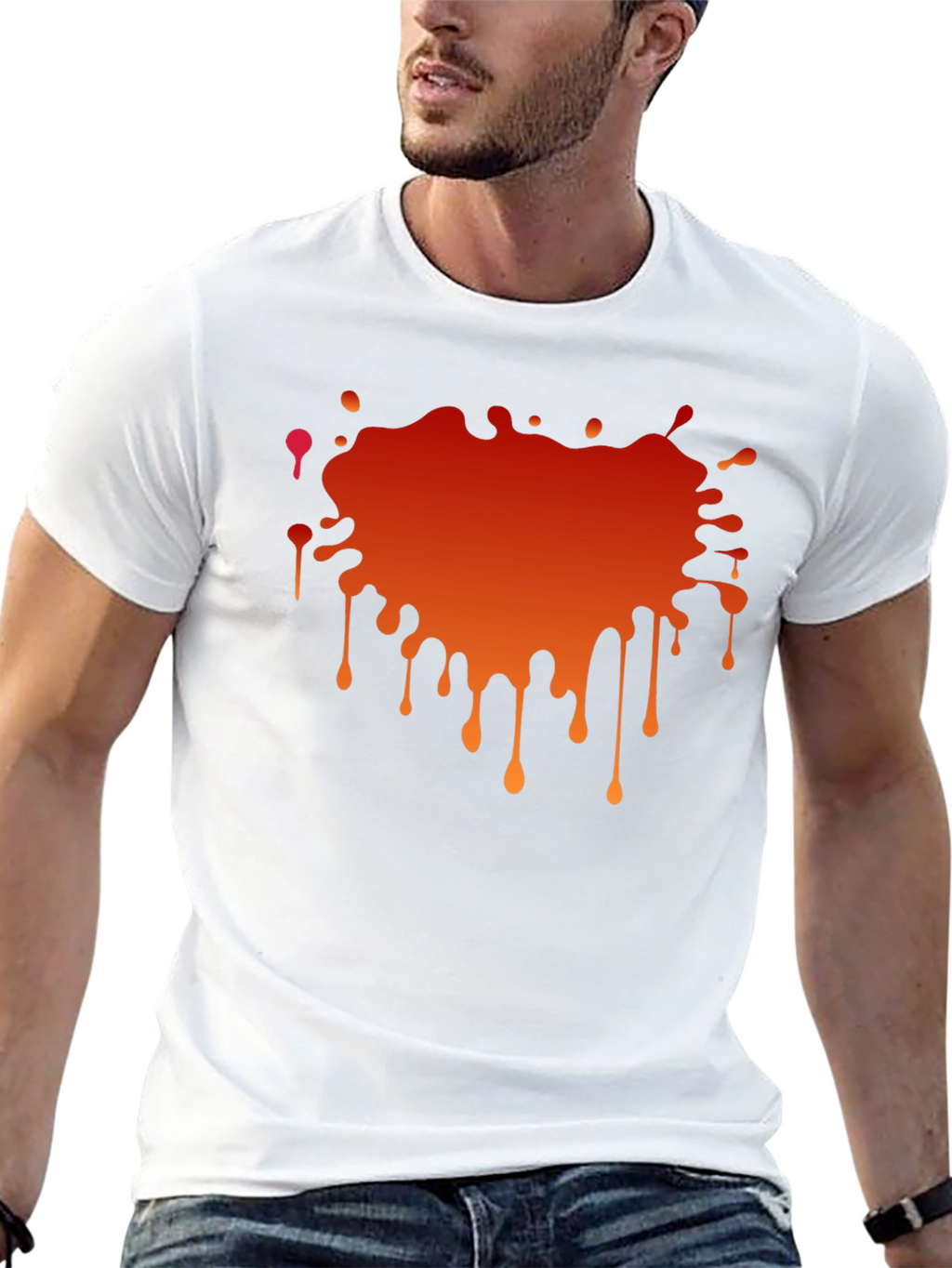 Black T-Shirt with Abstract Orange Gradient Graphic