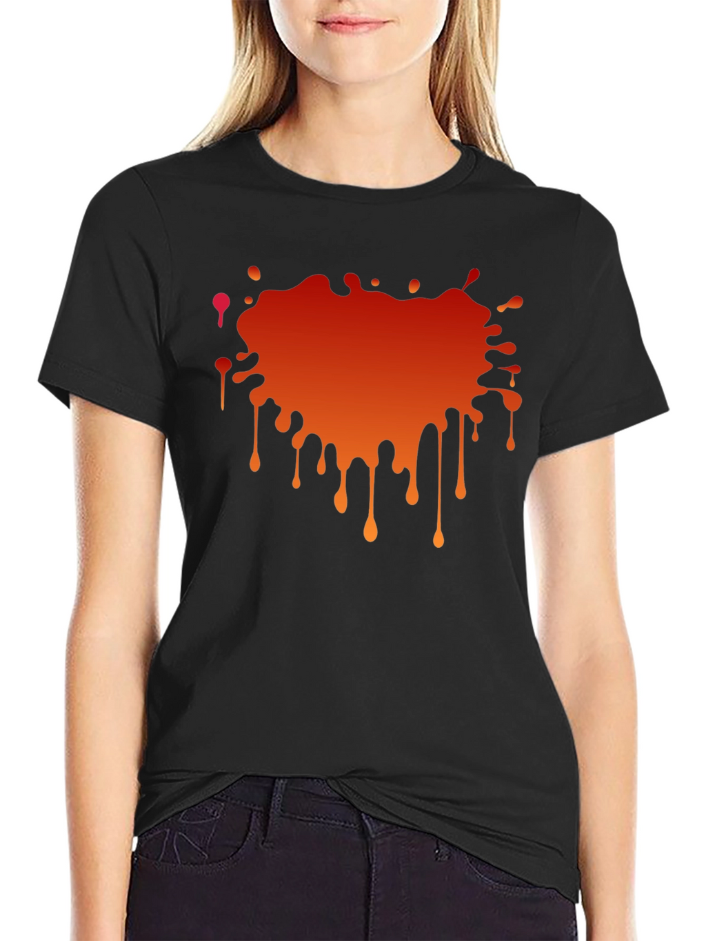 Black T-Shirt with Abstract Orange Gradient Graphic