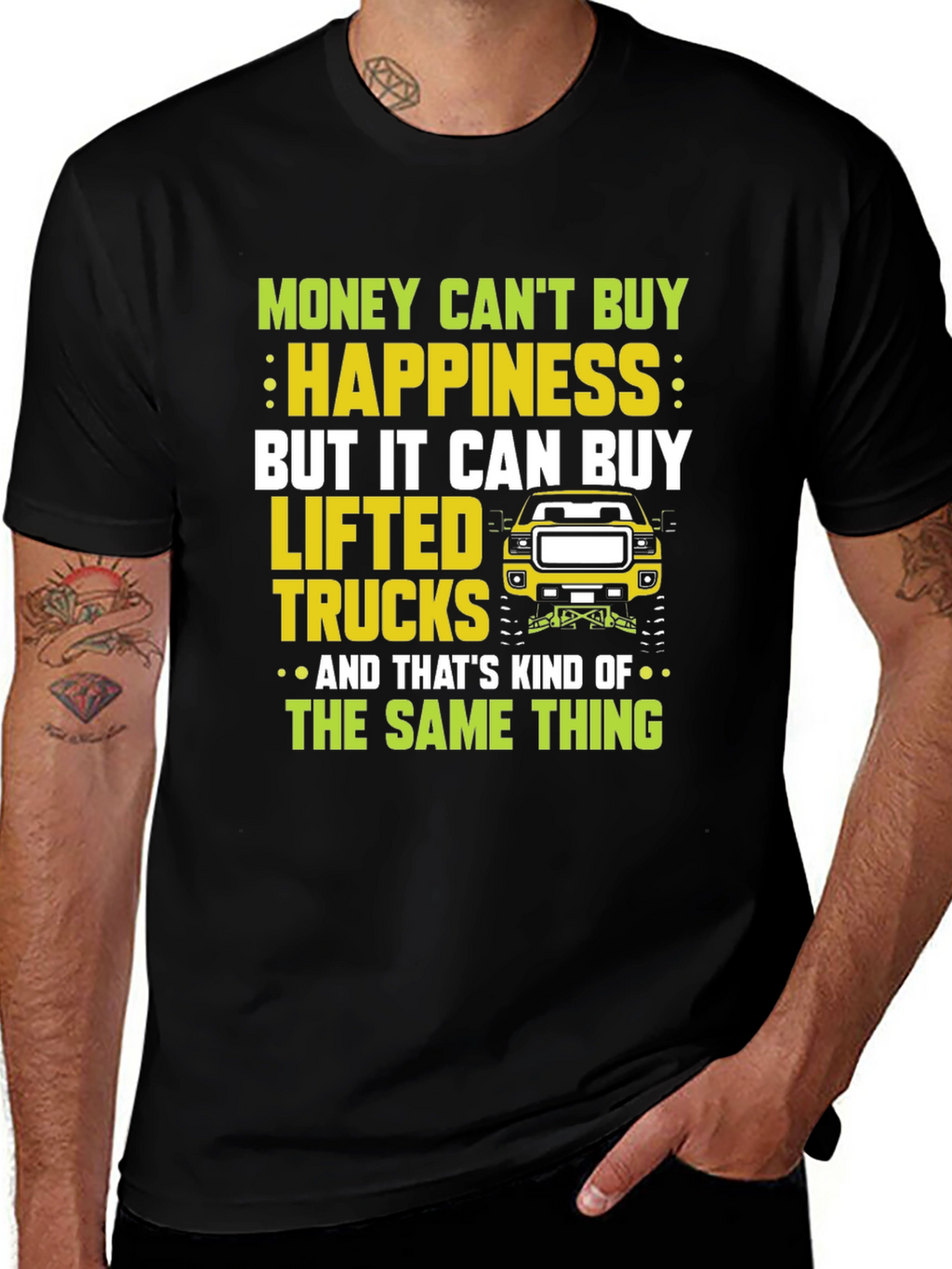 Lifted Truck T-Shirt: Money Cant Buy Happiness