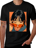 Anime Girl Graphic Tee - Retro Style