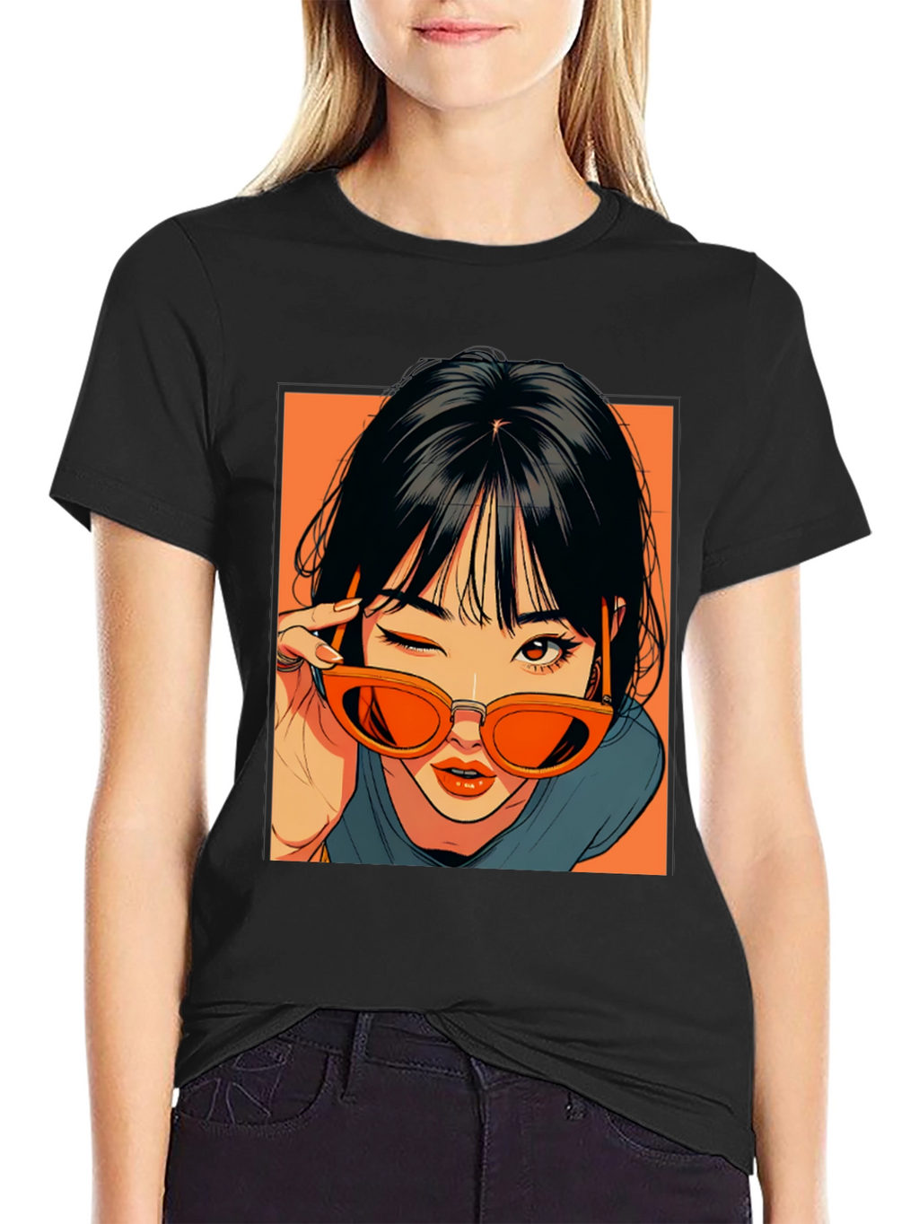 Anime Girl Graphic Tee - Retro Style