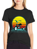 Retro Tricycle Sunset Graphic T-Shirt