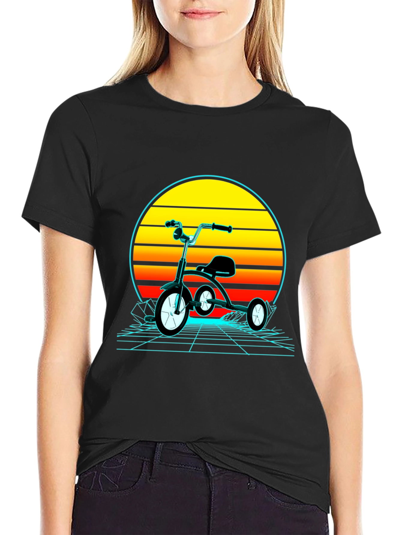 Retro Tricycle Sunset Graphic T-Shirt