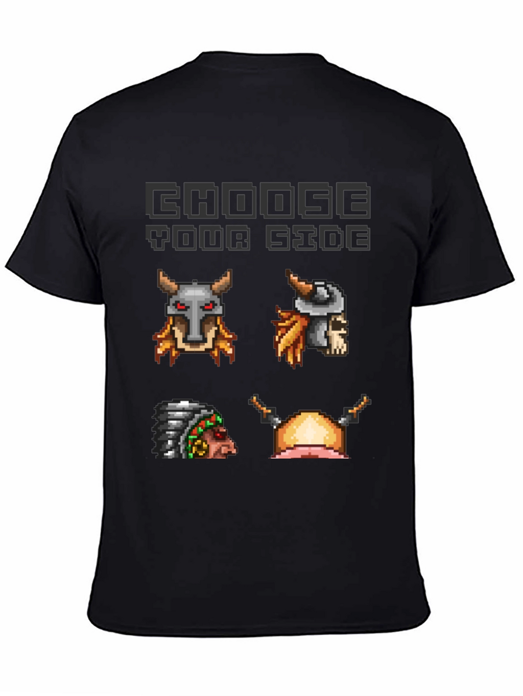 Choose Your Side Pixel Art Black T-Shirt