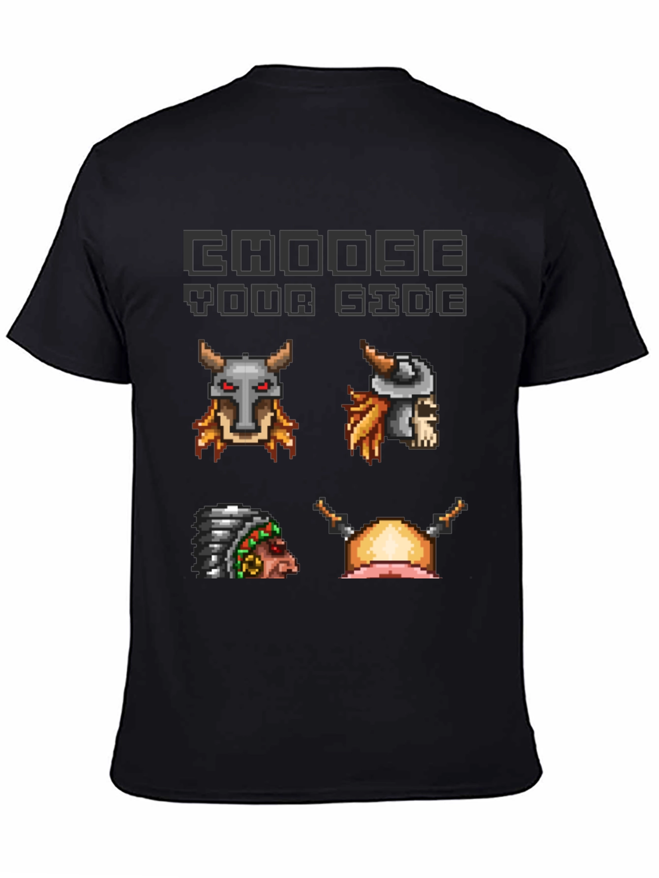 Choose Your Side Pixel Art Black T-Shirt