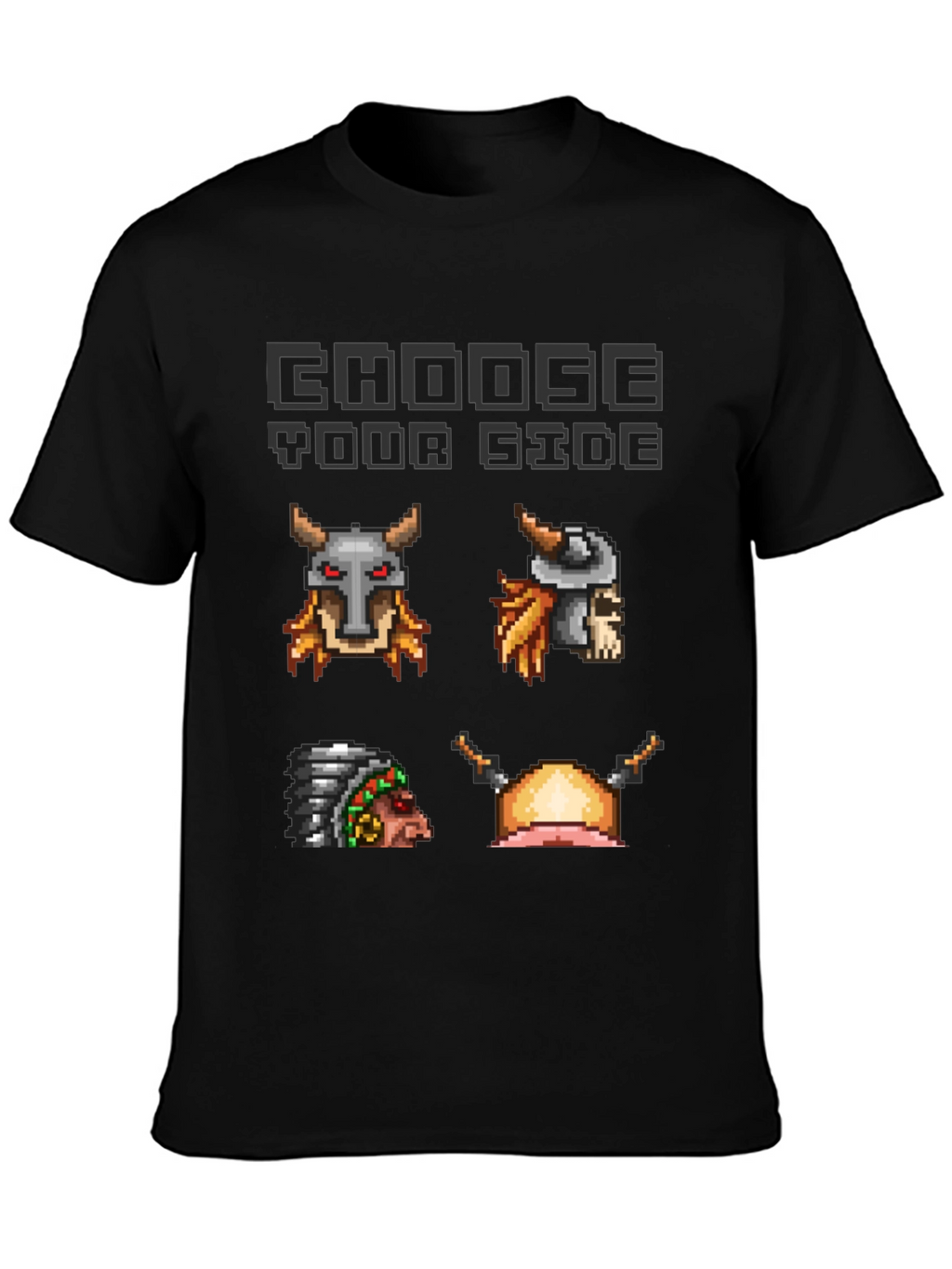 Choose Your Side Pixel Art Black T-Shirt