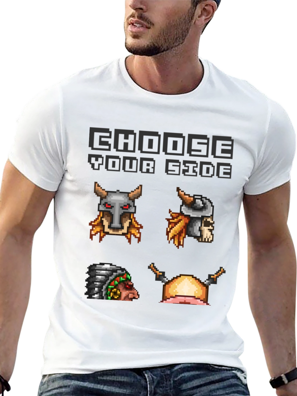 Choose Your Side Pixel Art Black T-Shirt