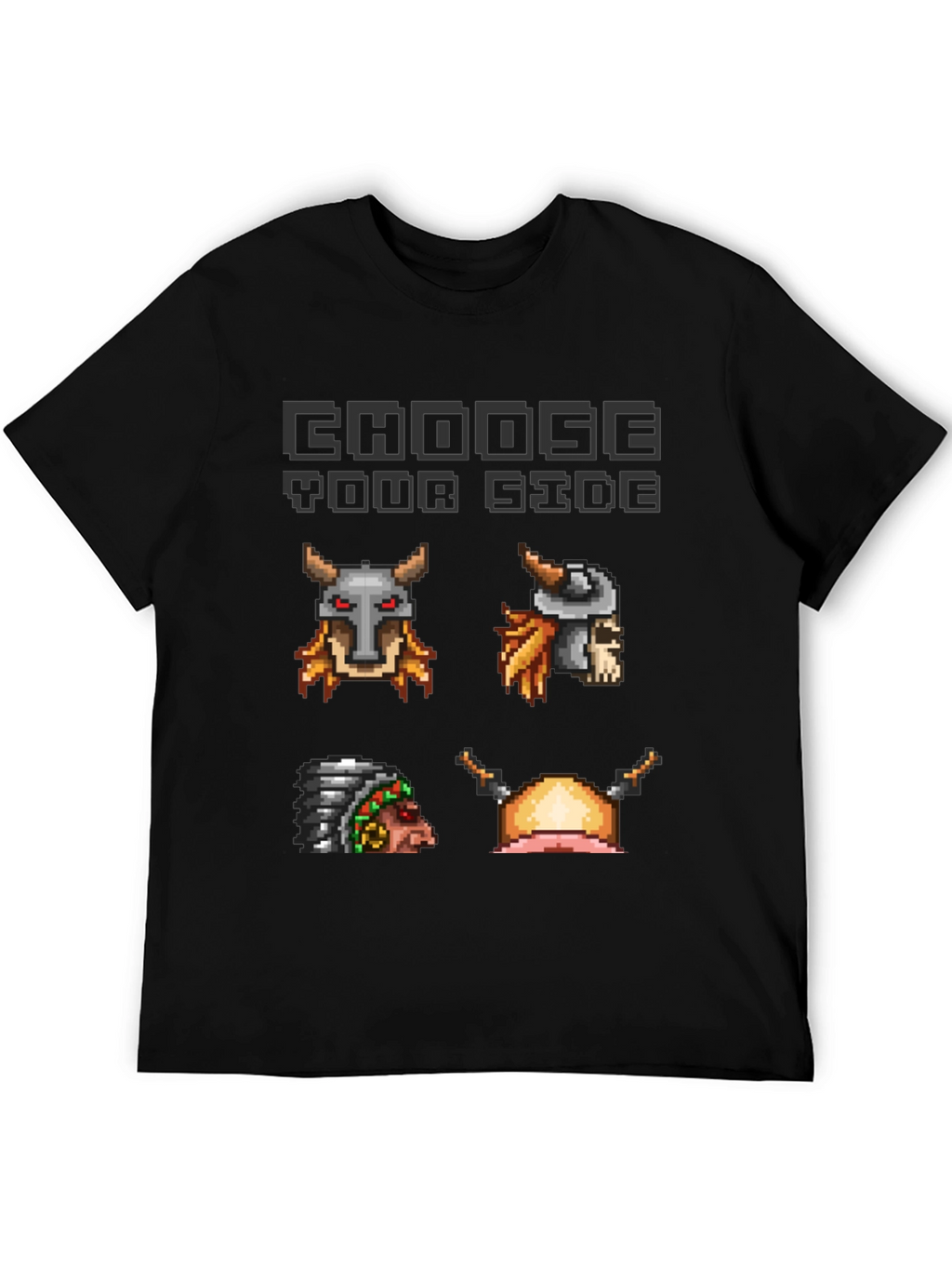 Choose Your Side Pixel Art Black T-Shirt