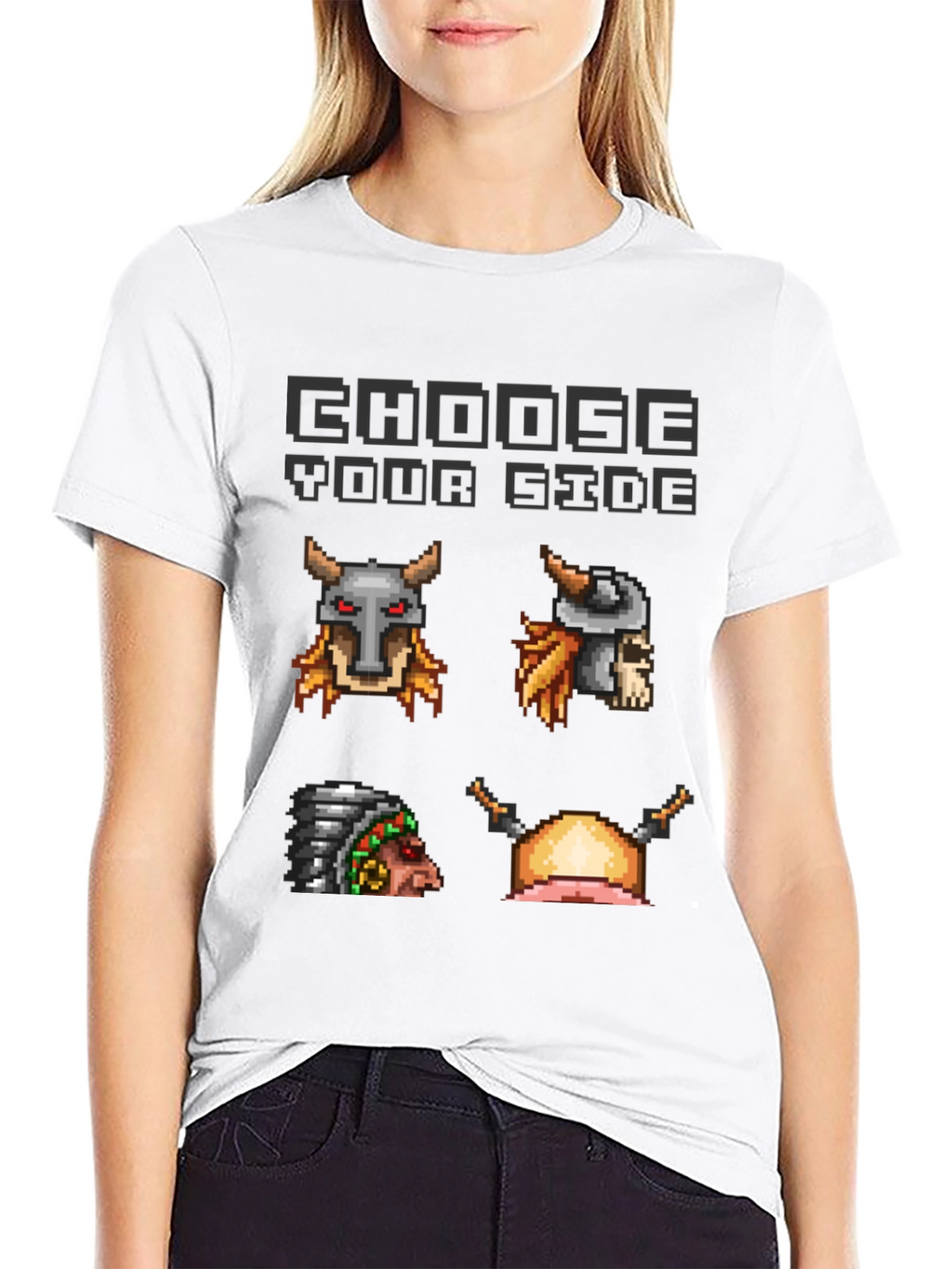 Choose Your Side Pixel Art Black T-Shirt