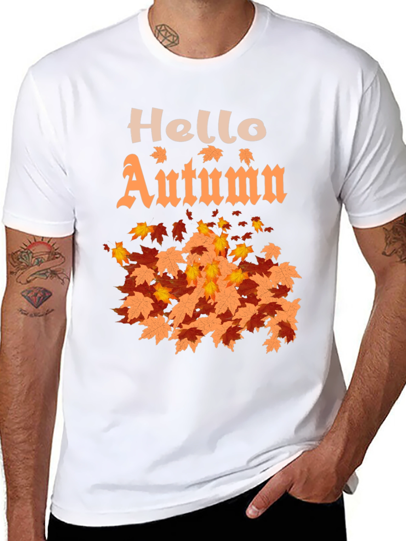 Hello Autumn Graphic T-Shirt - Fall Season Apparel