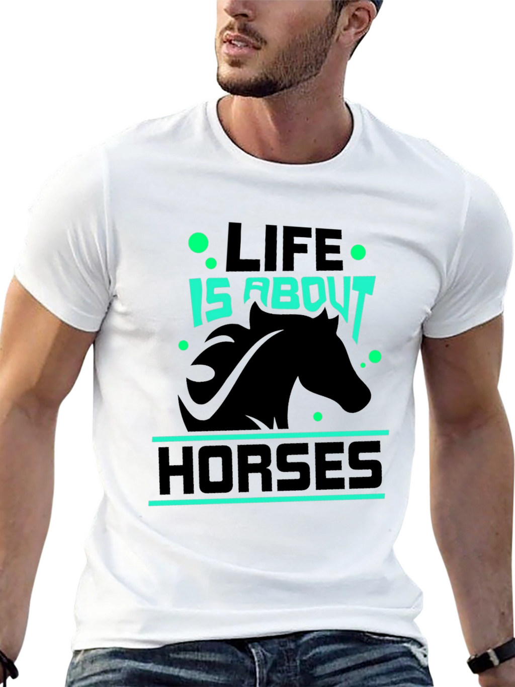 Life is About Horses Black Graphic Tee