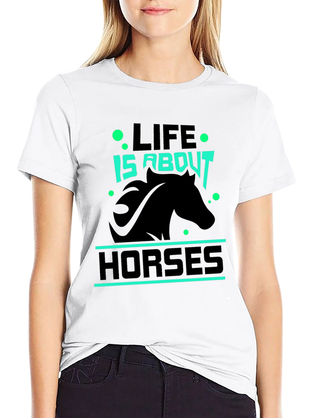 Life is About Horses Black Graphic Tee