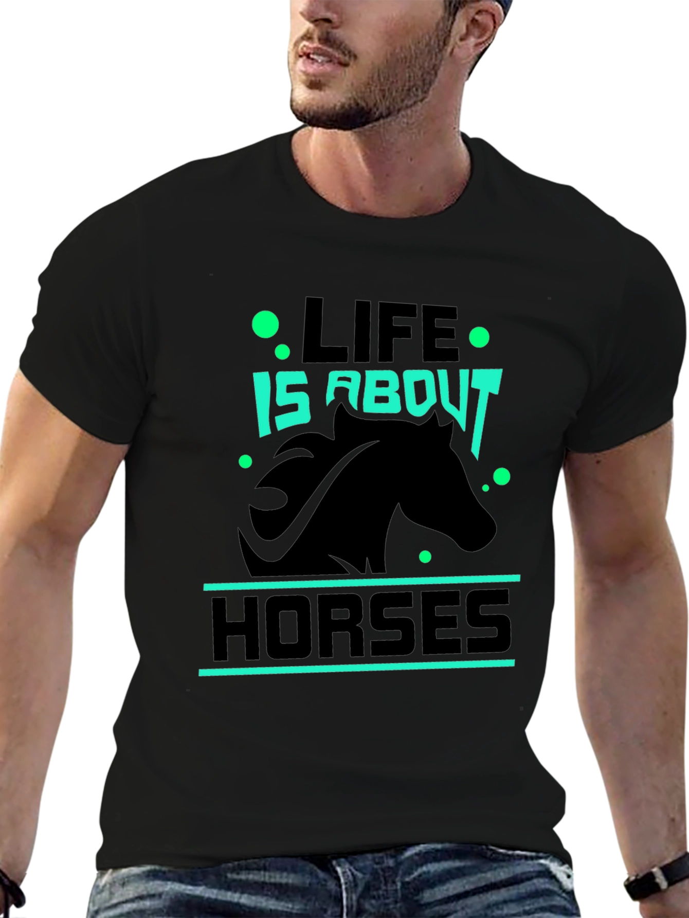 Life is About Horses Black Graphic Tee