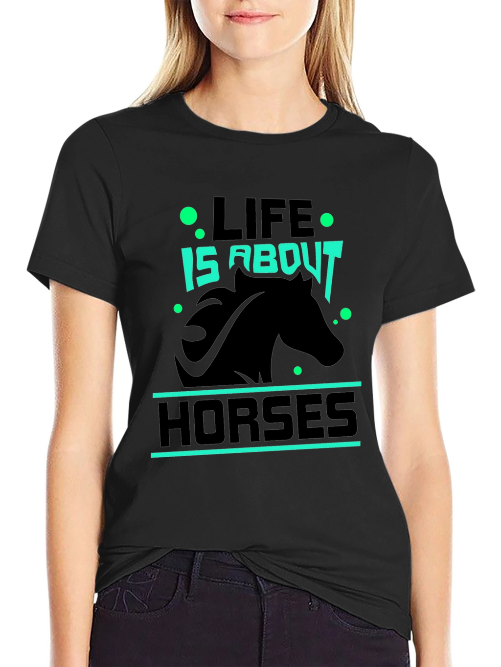 Life is About Horses Black Graphic Tee