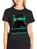 Life is About Horses Black Graphic Tee