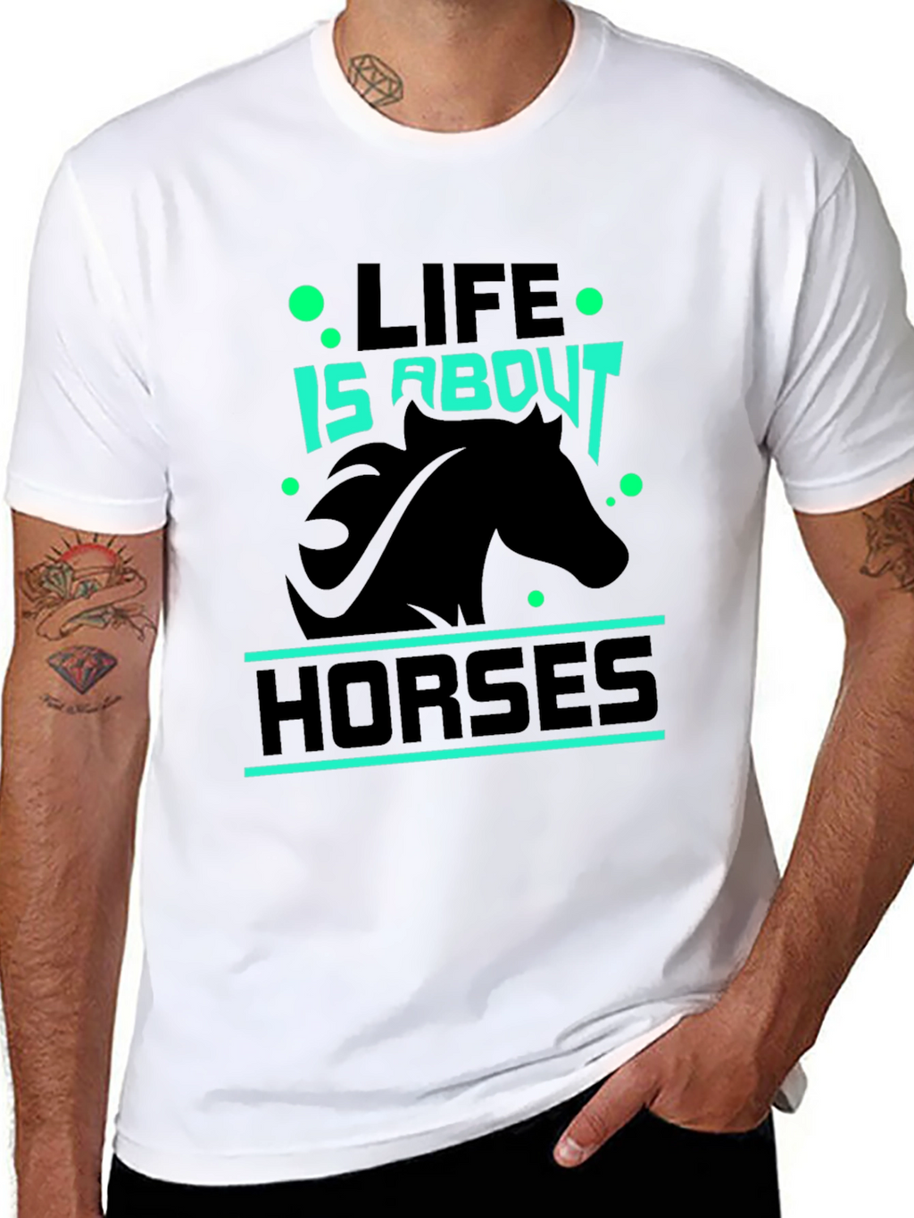 Life is About Horses Black Graphic Tee