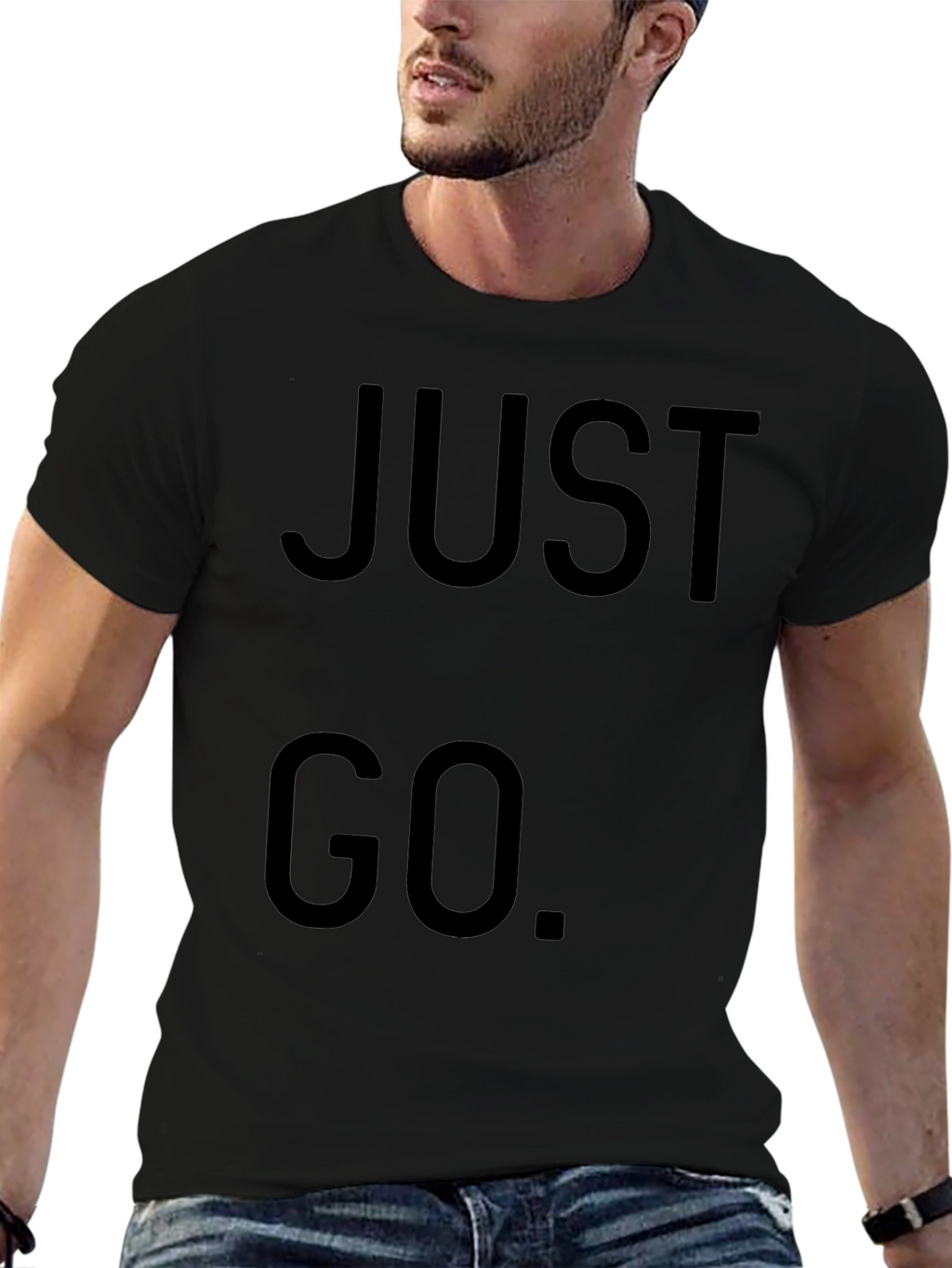 Just Go Black Graphic Tee