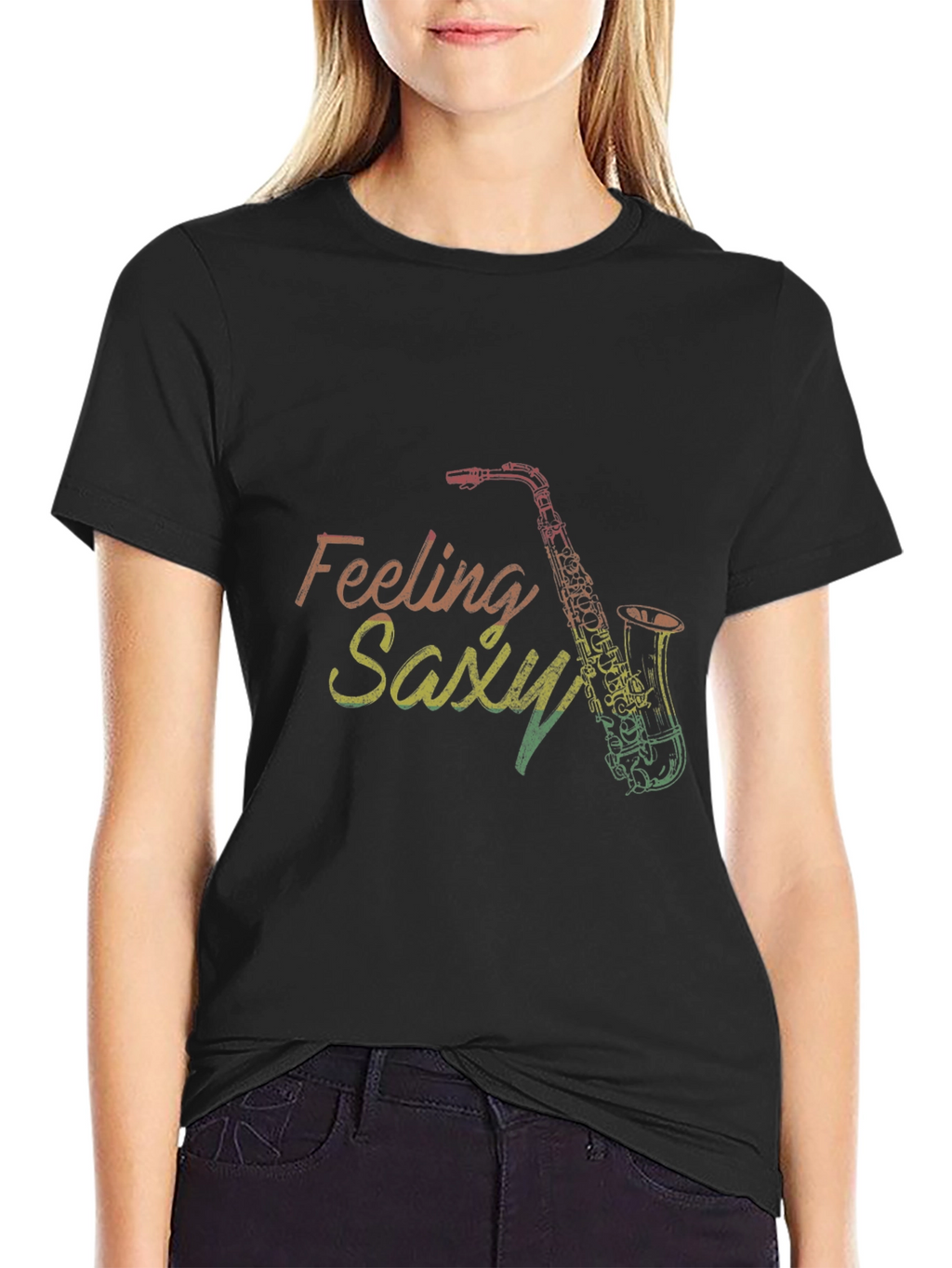 Feeling Saxy Black T-Shirt