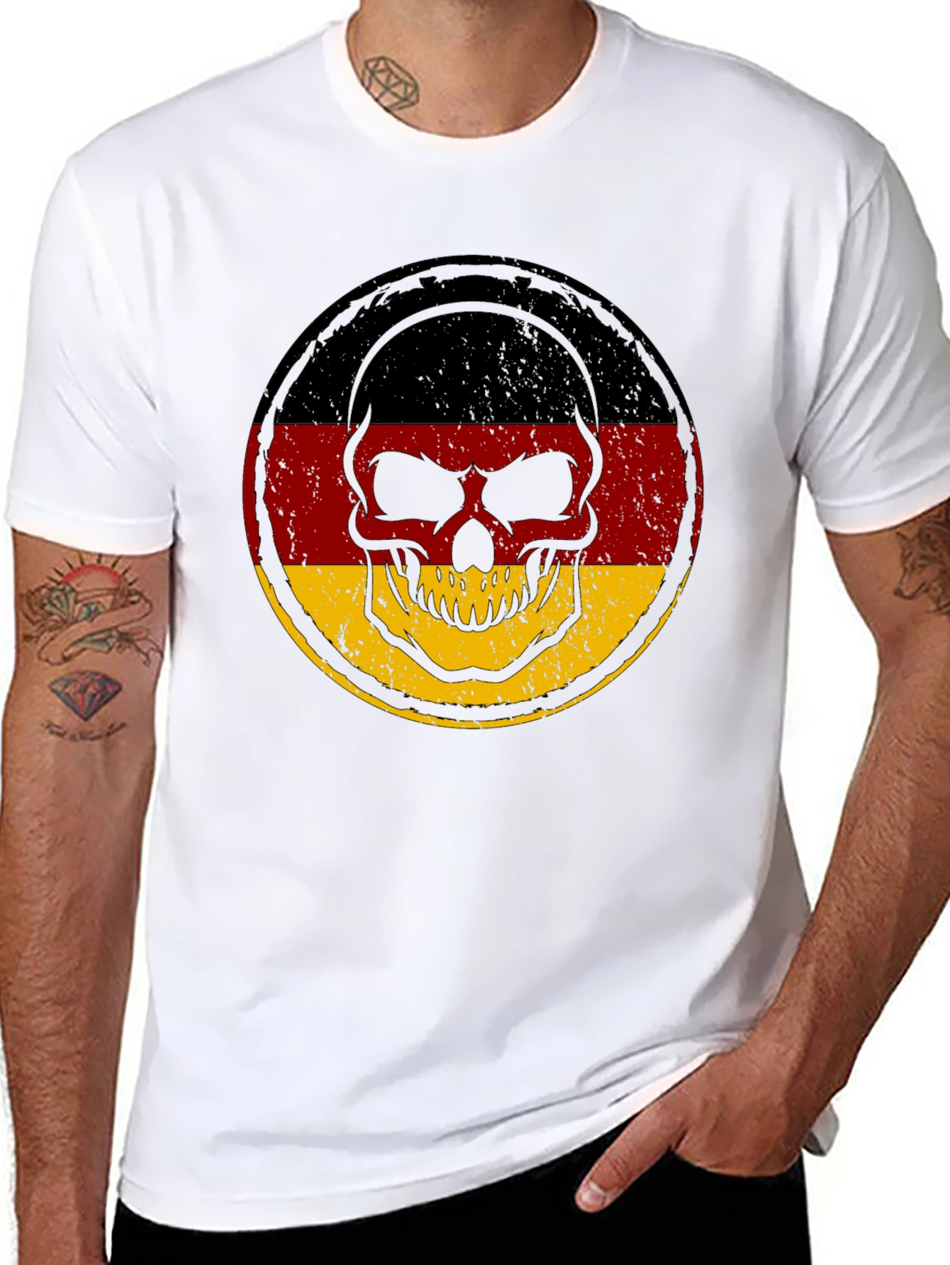German Flag Skull Graphic T-Shirt